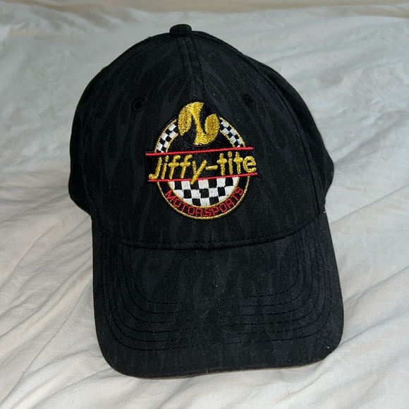 JIFFY-TITE Motorsports Black Flame Detailed Cap - Picture 1 of 4